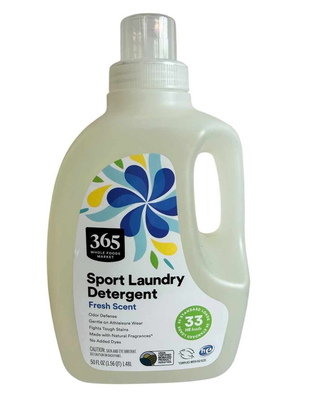 365 Whole Foods Market Sport Laundry Detergent Fresh Scent 50 fl oz 33 HE Loads